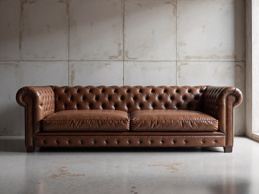皮质沙发修复前，沙发表面磨损严重，皮质开裂掉皮，深棕色皮质沙发，室内客厅环境
